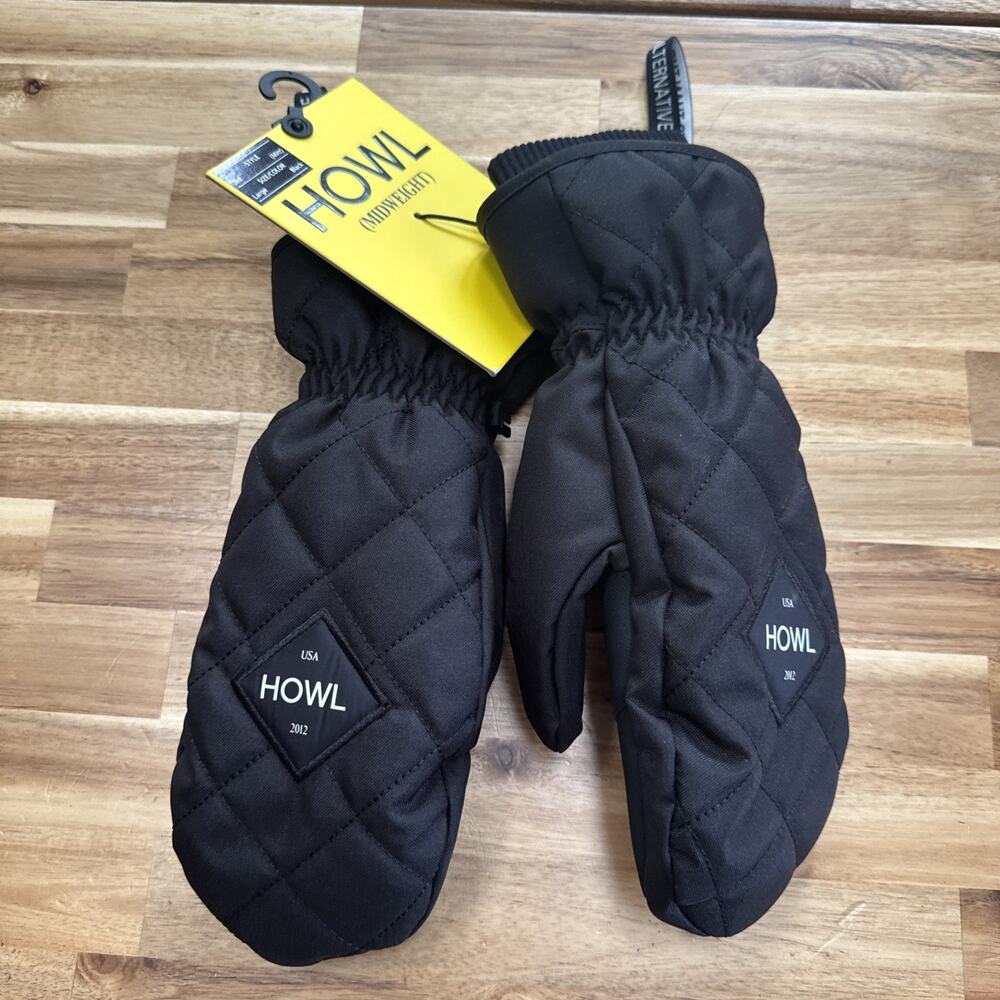 Howl Jed Midweight Snowboard Mitts,‎ Unisex Large, Black New